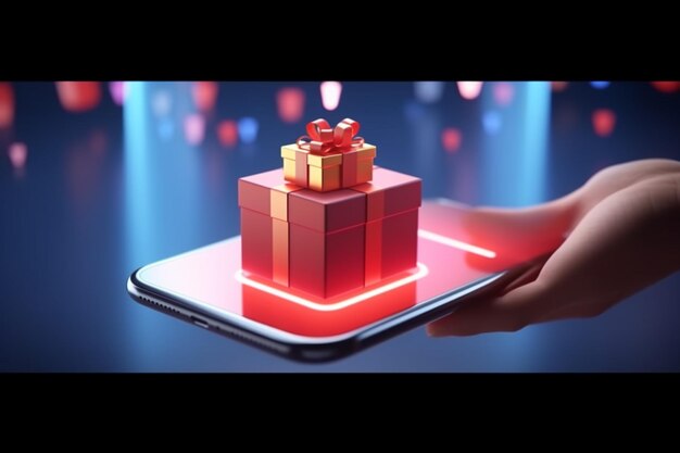 Someone holding a phone with a gift on it on a screen generative ai