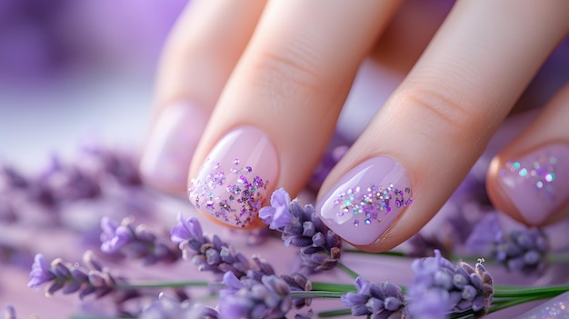 someone is holding a purple flower with a glittered design on it Generative AI