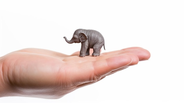 Someone is holding a tiny elephant in their hand generative ai