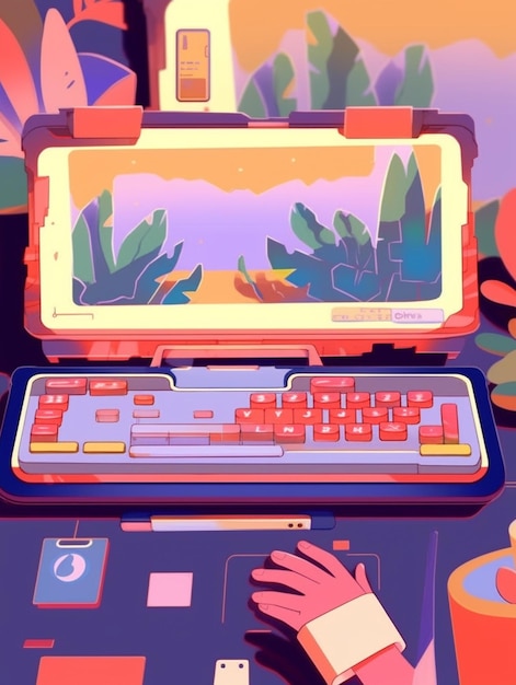 someone is typing on a laptop with a keyboard and mouse generative ai