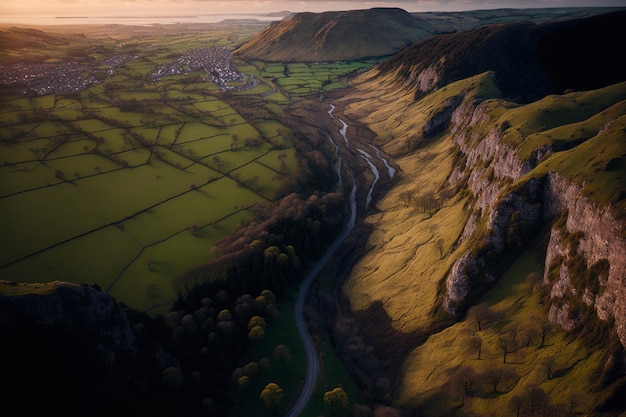 Somersets Cheddar Gorge seen from above