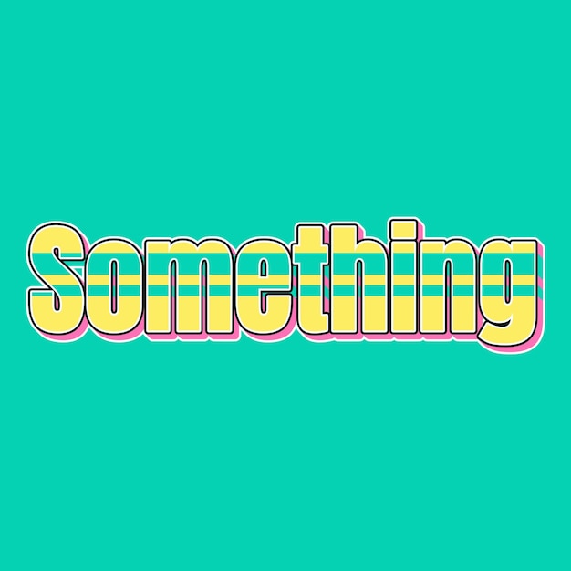 Something Typography Vintage 90s 3d design yellow pink text background photo jpg