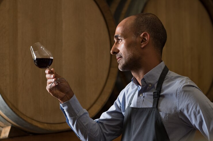 Photo sommelier checking wine
