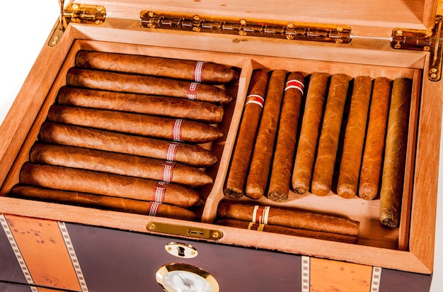 Sommige sigaren lagen in een humidor