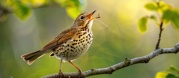 Song Thrush Bird Bezoek aan Branch