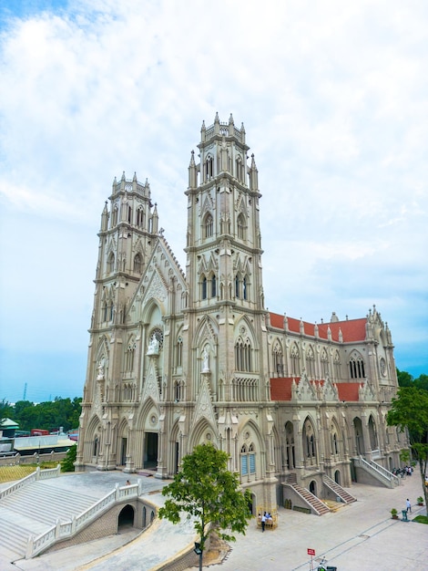 Song Vinh Church also known as Parish Song Vinh in Phu My which attracts tourists to visit spiritually on weekends in Vung Tau Vietnam Song Vinh Church have construction building look like France