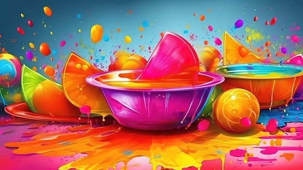 Songkran-festival Felle kleuren Generatieve ai
