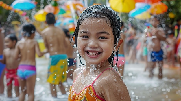 Songkran festival from a childs perspective eyelevel view of water fights