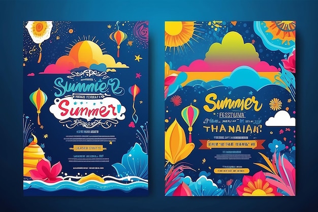 Songkran festival thailand boodschap kleurrijke poster flyer ontwerp