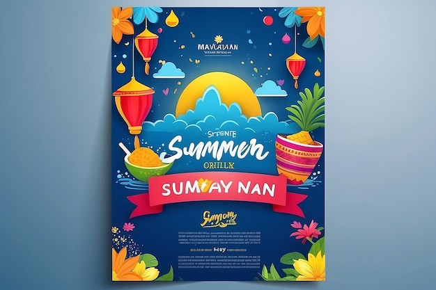 Photo songkran festival thailand message colorful poster flyer design