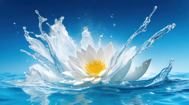 Songkran Thai New Year white lotus water splashes