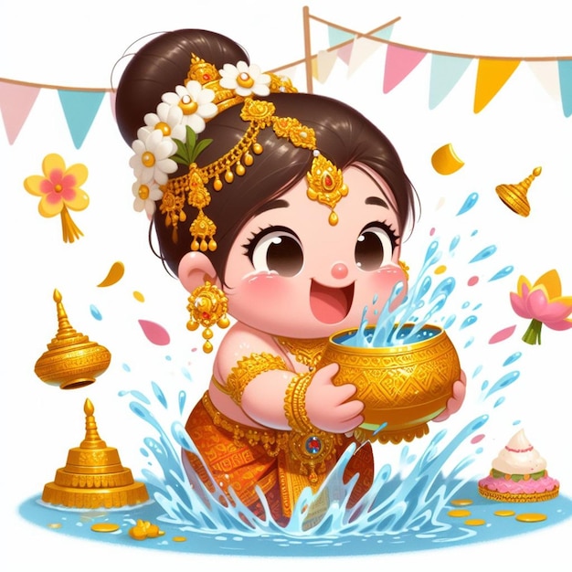 songkran water festival celebrating woman