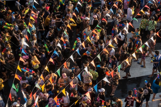 Songkran Water Festival crowded with pelple in Bangkok