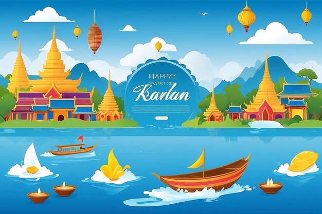 Photo songkran water festival thailand banner web template vector graphic