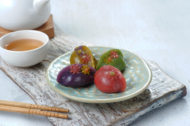 Songpyeon,half-moon-shaped rice cake.Korean Traditional Food Eaten during New Year's Day or chuseok