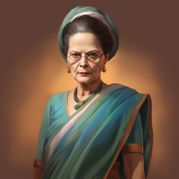 Sonia Gandhi Ai-afbeelding Sonia Gandhi Cartoon-afbeelding