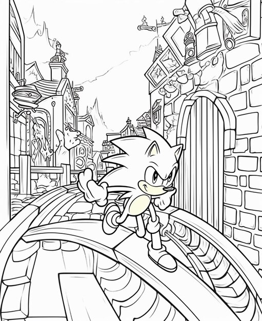 Premium AI Image  Sonic the hedgehog coloring page