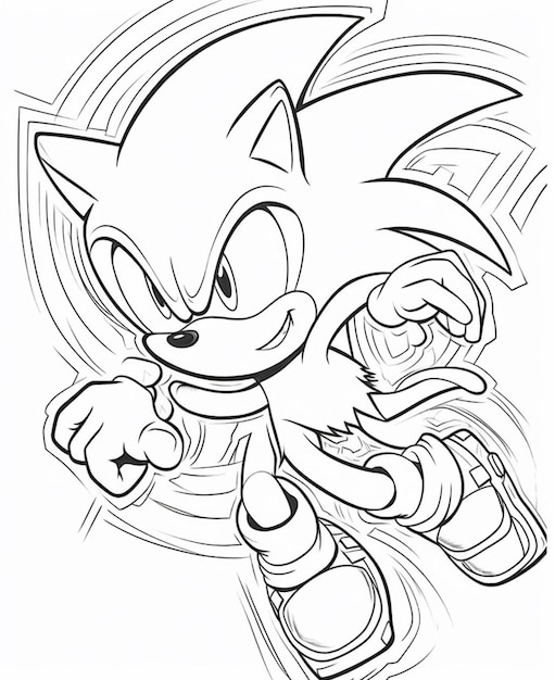 Premium AI Image  Sonic the hedgehog coloring page