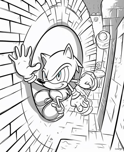 Premium AI Image  Sonic the hedgehog coloring page