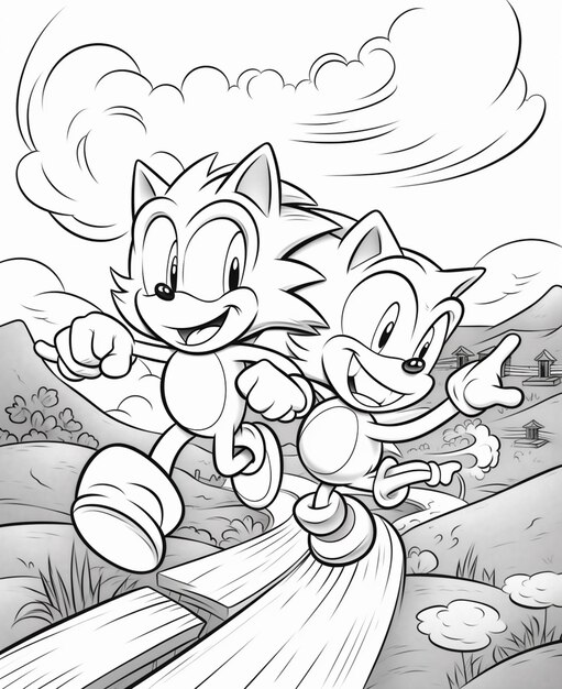 Premium AI Image  Sonic the hedgehog coloring pages