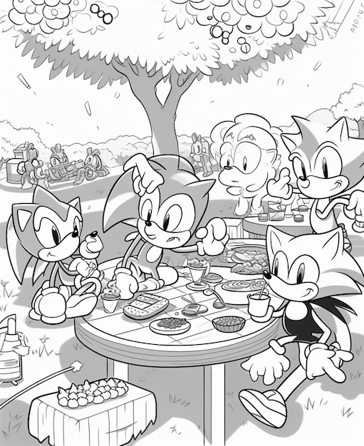 Premium AI Image  Sonic the hedgehog coloring pages