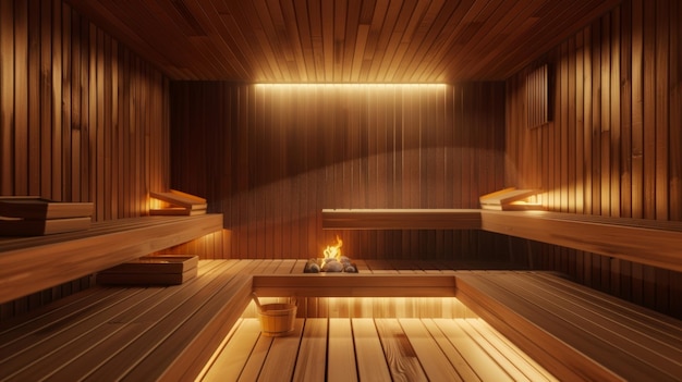 The soothing heat of the sauna helping to alleviate postworkout soreness and promoting a better