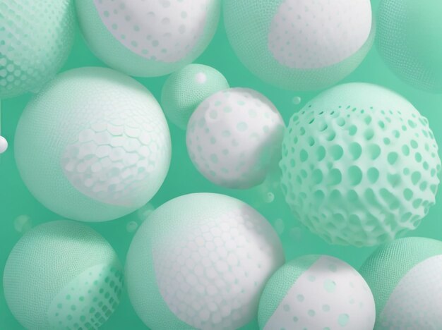 Photo soothing mint green spheres 3d abstract background