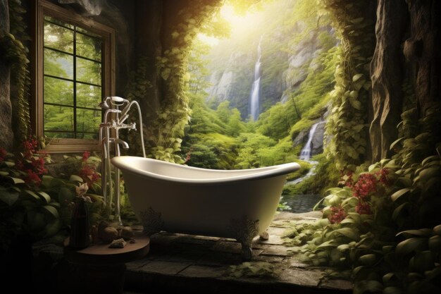 Soothing Nature relax bath nature Generate Ai