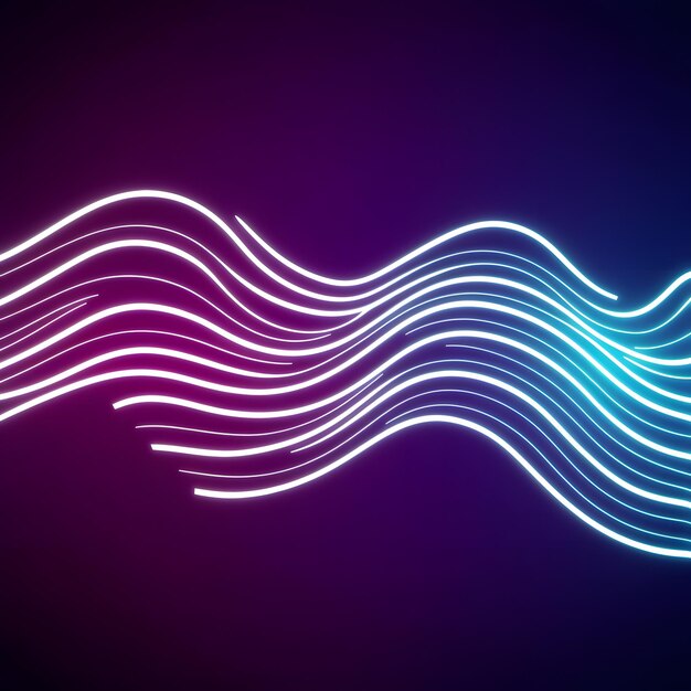 Photo soothing purple neon wave abstract flowing motion in background image for social media post size