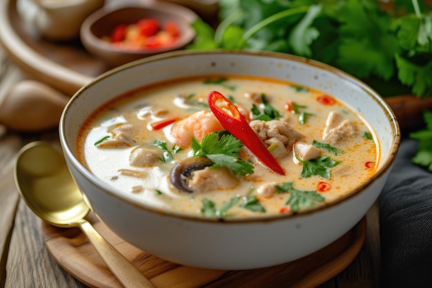 Foto calmante zuppa thailandese tom kha gai