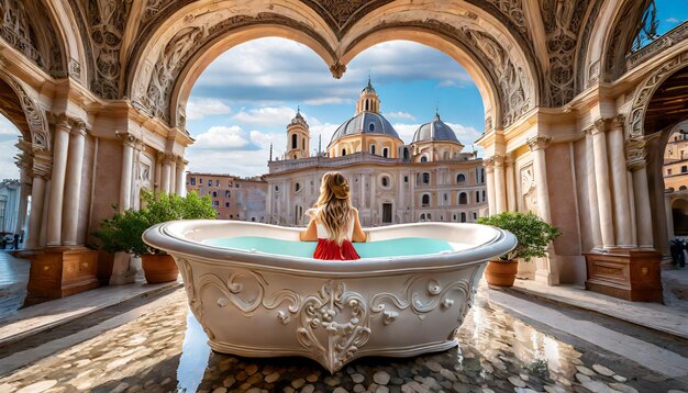 Photo sophia loren in a heart shaped bath tub surrounded