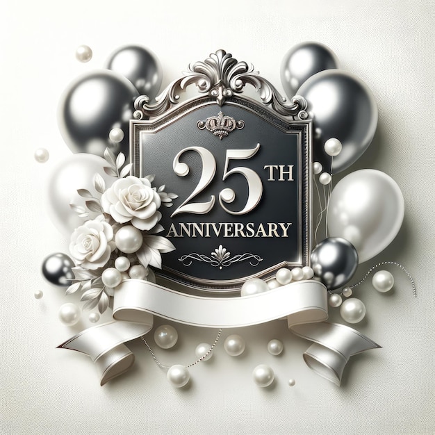 Photo sophisticated 25th anniversary silver plaque design