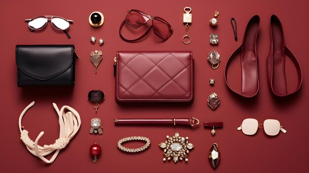 A sophisticated arrangement of luxury accessories on a flat lay