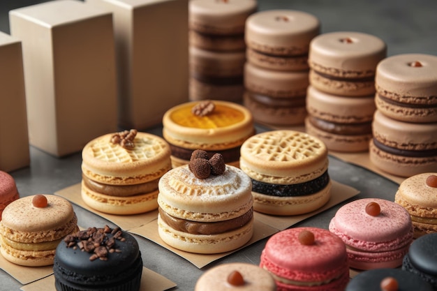 A sophisticated bakery product branding mockup featuring a range of sweet delights