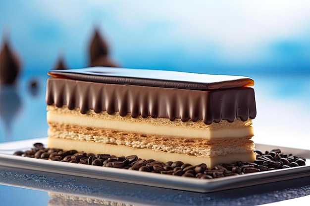 Sophisticated Beige Chocolate Opera Cake