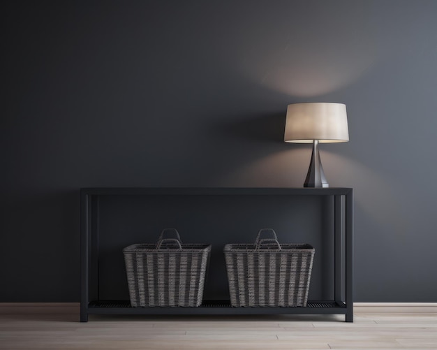 Sophisticated black modern console table with Elegant Lighting and Decor