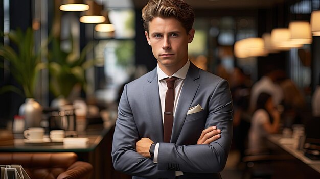 Sophisticated Businessman in Luxurious Hotel Lobby