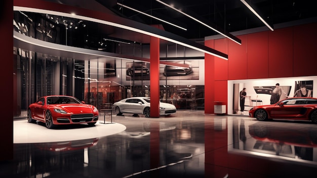 A sophisticated car showroom presentation Car showroom wall mockup 1080P