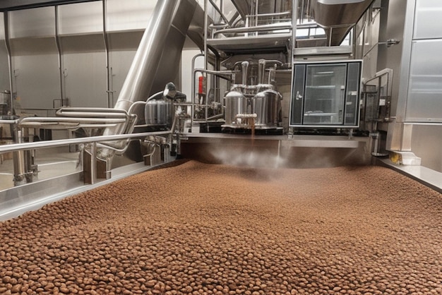 Сложная машина для обработки кофейных зерен, созданная ИИ