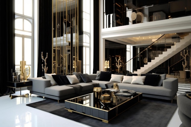 Sophisticated Contemporary Interior Design with Glamourous Touch Generative AI