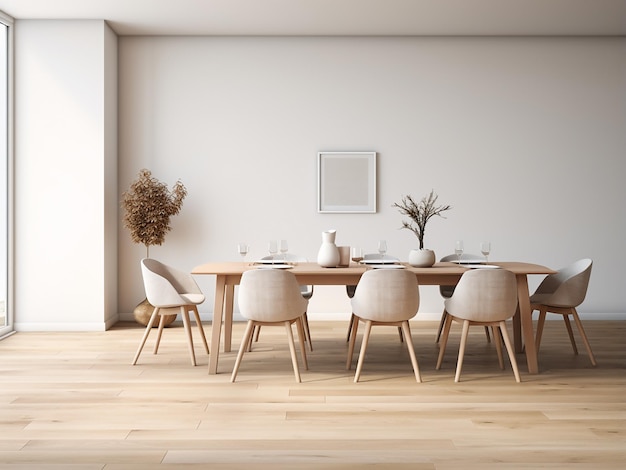 Sophisticated design in a white dining room perfect for dinners AI Generation