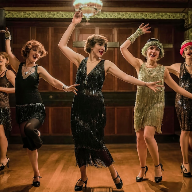 Photo sophisticated flappers dancing at a 1920s jazz club