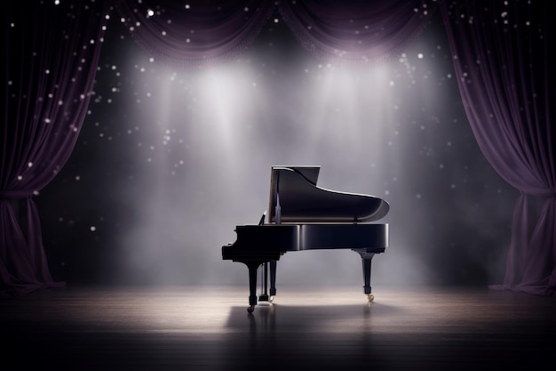 Sophisticated Grand piano scene Curtain orchestra Generate Ai