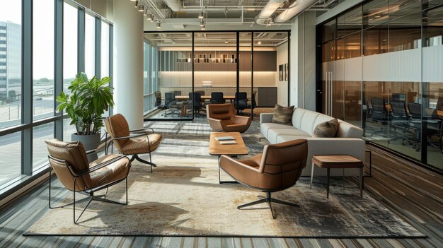 Sophisticated office interiors designed for business excellence featuring chic meeting rooms and modern workspaces