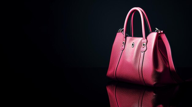 Foto una sofisticata borsa rosa su uno sfondo nero