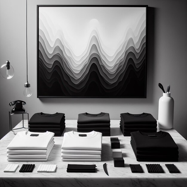 Photo a sophisticated presentation of monochrome tshirts