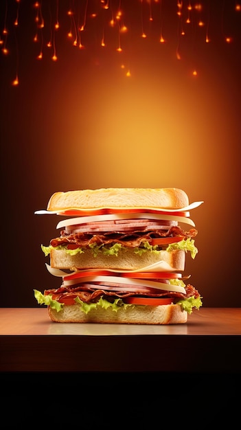 Sophisticated sandwich advertisement backdrop with room for text