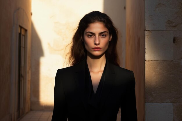 Premium AI Image | Sophisticated young woman in a Mediterranean ...