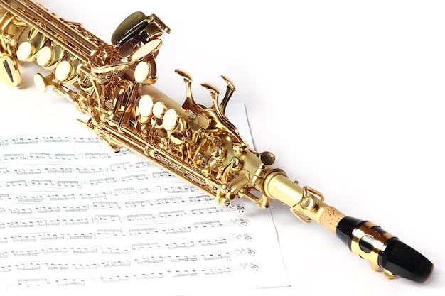 Soprano saxophone on white background