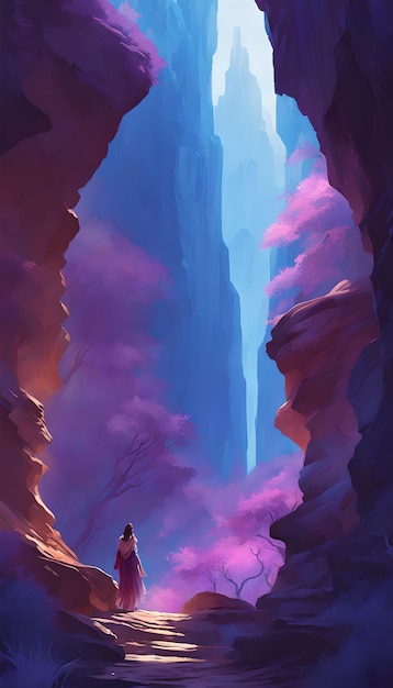 Sorcerer's Secret Canyon Fantasy Wallpaper